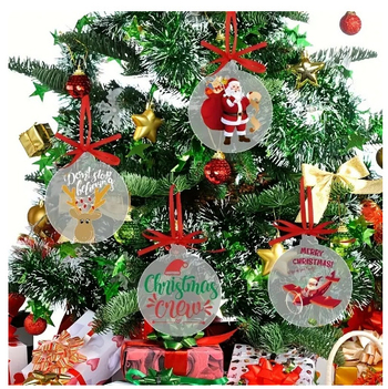 Ακρυλικά χριστουγεννιάτικα διακοσμητικά για DIY, σε στυλ καρτούν με κορδέλα, 100 τεμάχια