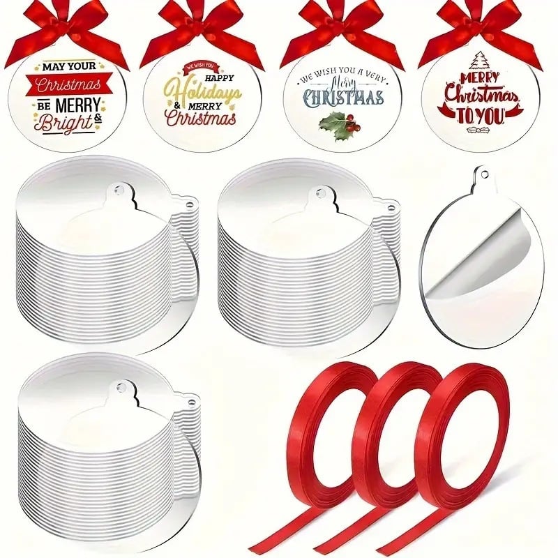 Акрилни коледни украси за DIY, мультяшен стил със панделка, 100 броя