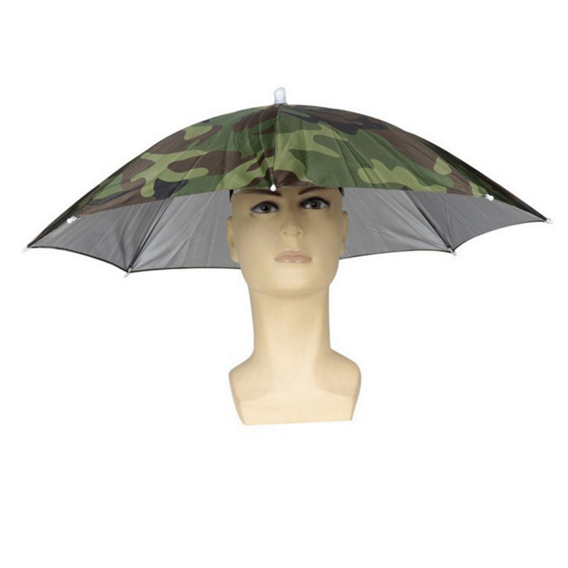 Umbrelă de pescuit purtată pe cap, cu 8 nervuri din plastic, pânză din plastic, deschidere manuală