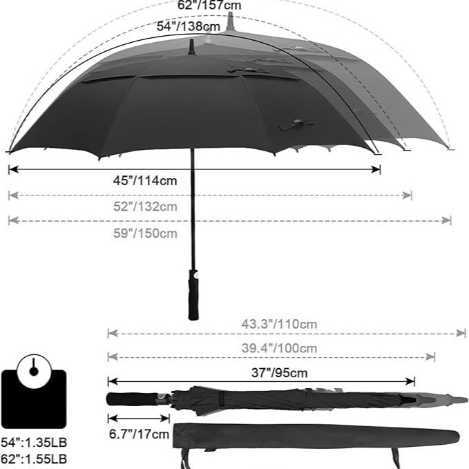 Umbrelă de golf cu cadru din fibră cu 8 brațe, deschidere automată, material țesut 210T Chunya Spinning, UPF50+, imprimare logo și personalizare — Clear Blue