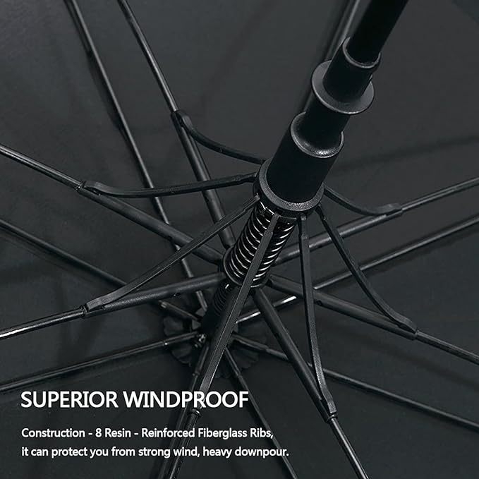 Umbrelă de golf cu cadru din fibră cu 8 brațe, deschidere automată, material țesut 210T Chunya Spinning, UPF50+, imprimare logo și personalizare — Clear Blue