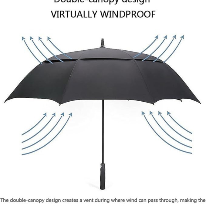 Umbrelă de golf cu cadru din fibră cu 8 brațe, deschidere automată, material țesut 210T Chunya Spinning, UPF50+, imprimare logo și personalizare — Clear Blue