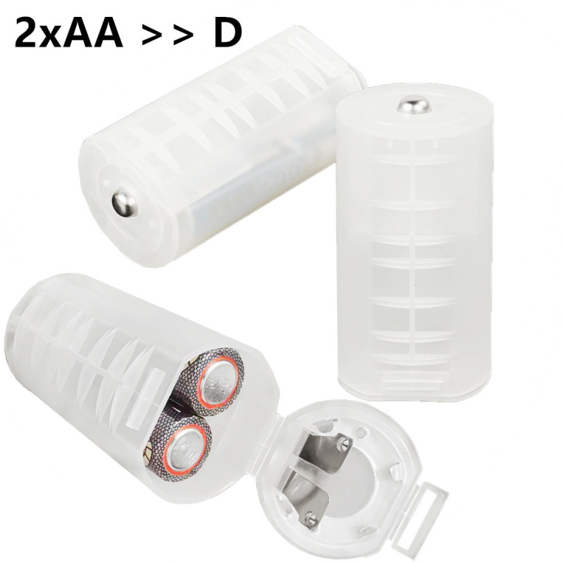 ERE akkumulátor-kazetta konverter: 2AA-ról D-re, tiszta rézből készült cső, két részes 5→1 elem adapter