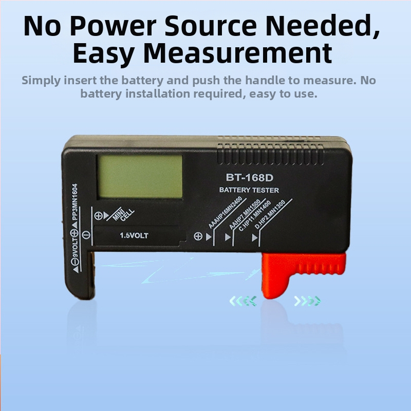 Powerlion преносим LCD тестер с цифров дисплей, No.5/No.7 бутон батерии, 9V тестер за батерии, мултифункционален измервателен инструмент
