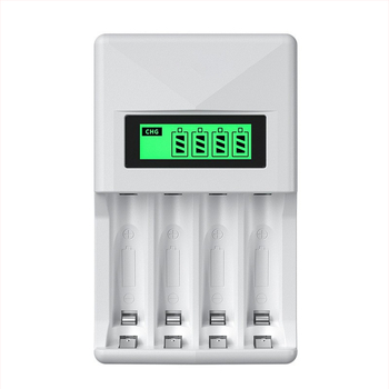 Ni-MH зарядно за батерии, 4 гнезда, LCD дисплей, интелигентно бързо зареждане, за AA/AAA батерии, вход 5V 2A, изход 1.2V 1800mA