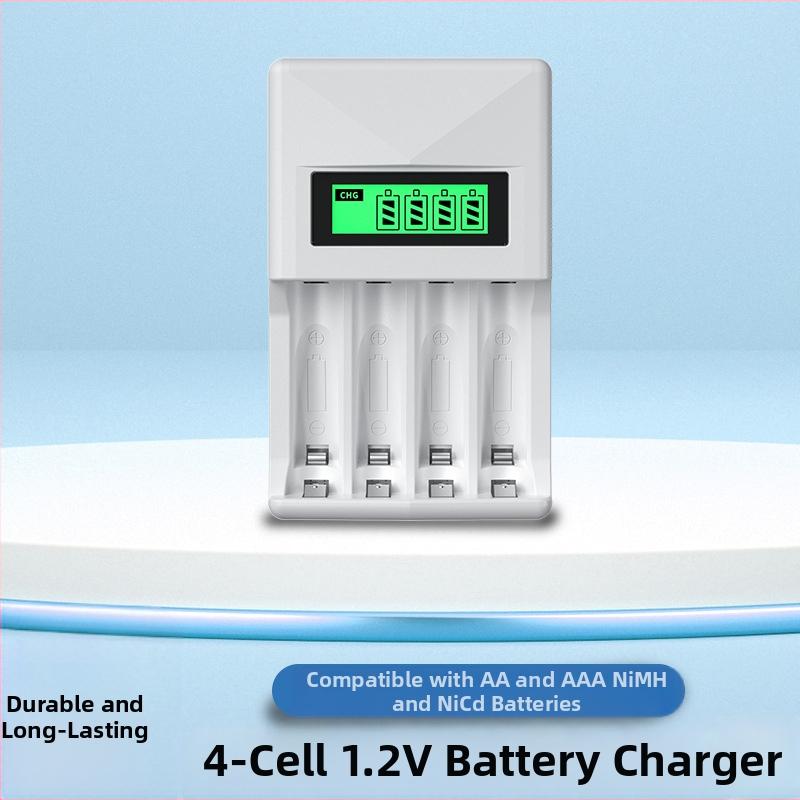 Ni-MH зарядно за батерии, 4 гнезда, LCD дисплей, интелигентно бързо зареждане, за AA/AAA батерии, вход 5V 2A, изход 1.2V 1800mA