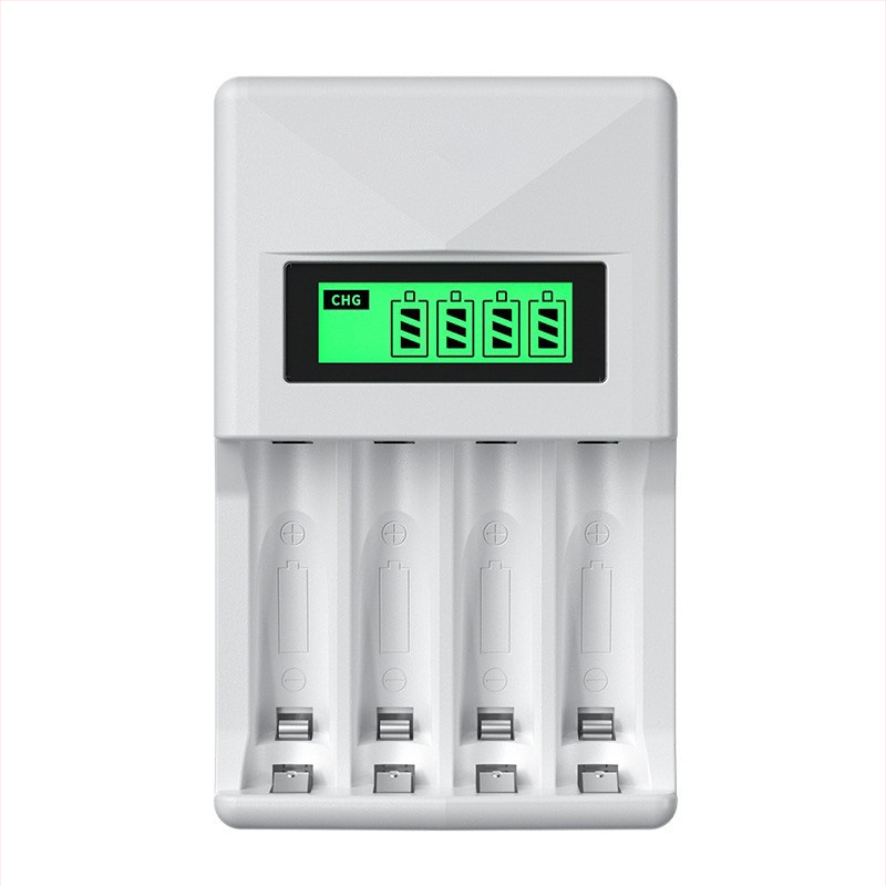 Ni-MH зарядно за батерии, 4 гнезда, LCD дисплей, интелигентно бързо зареждане, за AA/AAA батерии, вход 5V 2A, изход 1.2V 1800mA