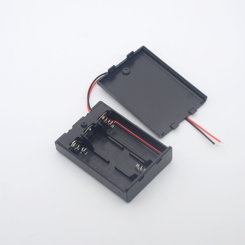 3-клетов AA държач за батерии с капак и превключвател, 4,5 V, напълно запечатан