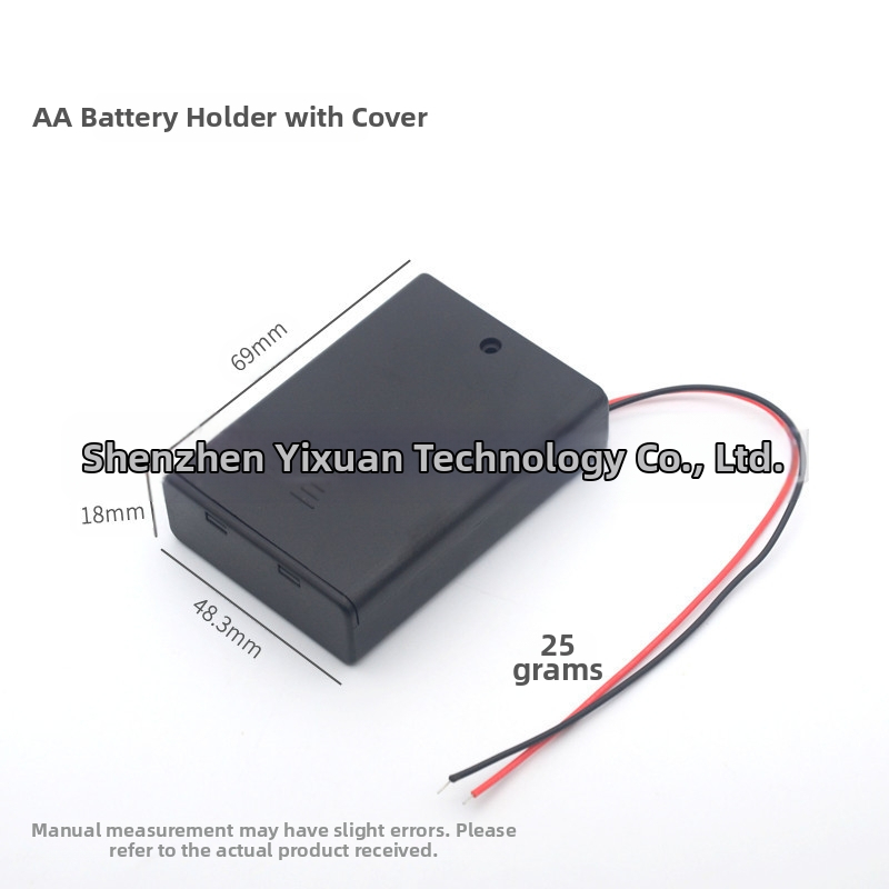 3-клетов AA държач за батерии с капак и превключвател, 4,5 V, напълно запечатан