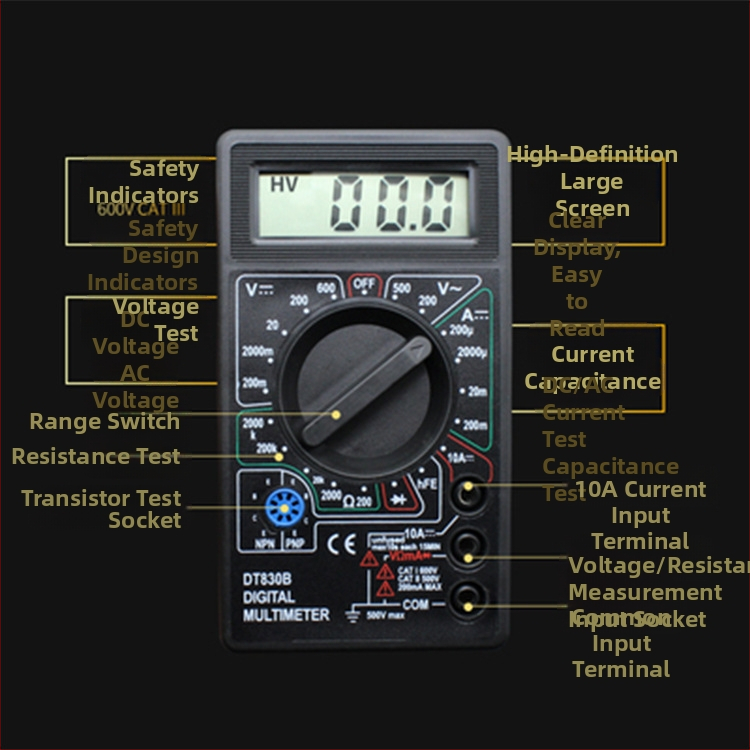 Digitálny multimeter DT830B – stolný multimeter, CE certifikát, uloženie údajov, automatické vypnutie, model 830B