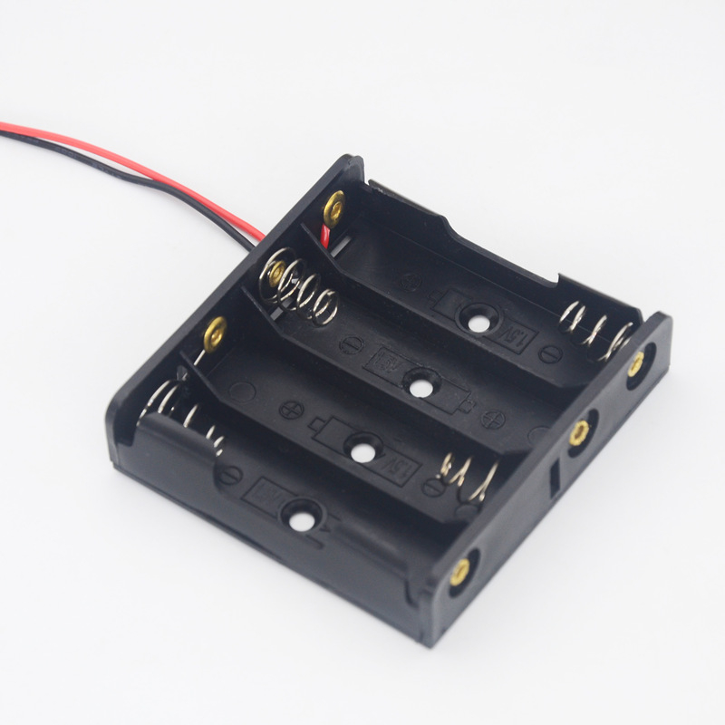 Yixuan кутия за батерии – 4 клетки, без капак, серийно свързване, странично разположени, 6V държач за батерии