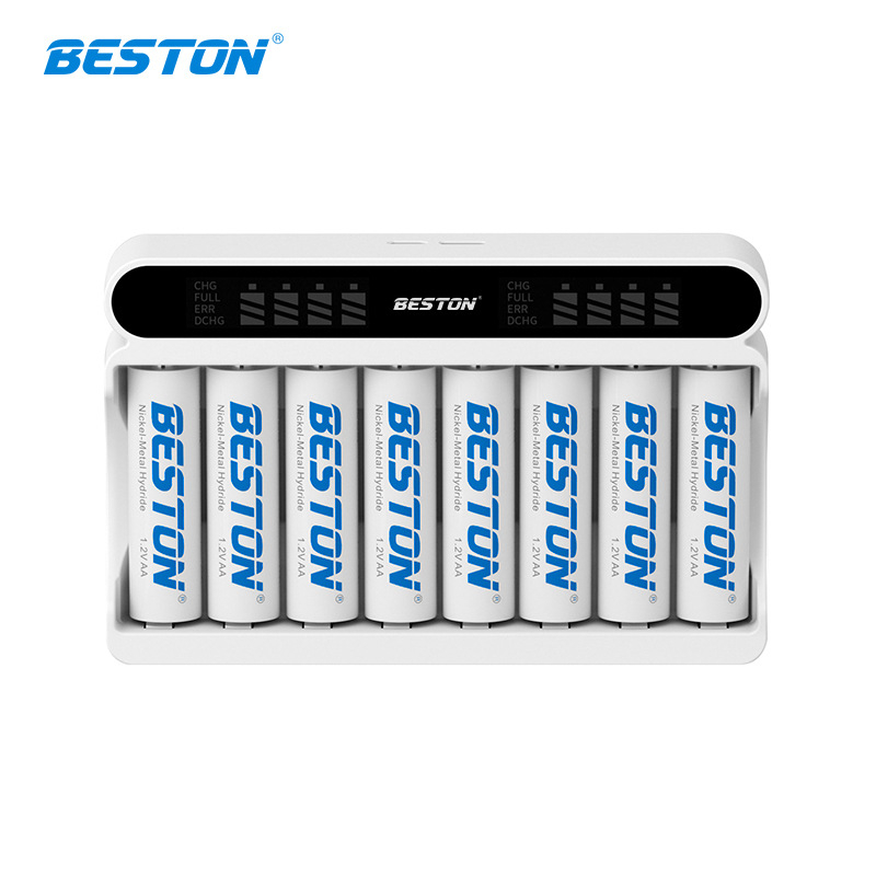 Beston Ni-MH 1.2V зарядно за батерии с интелигентен LCD дисплей, модел C9024L – вход 5V/2A, изход AA 1800mA, AAA 900mA