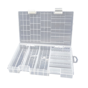 PowerLion кутия за съхранение на батерии с множество отделения – прозрачен организатор, ROHS сертифицирана