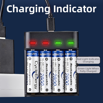 4-слотов USB зарядно за AA/AAA Ni-MH батерии, независими канали за зареждане, CE сертифициран, вход 5V DC, изход 1.2V DC на клетка
