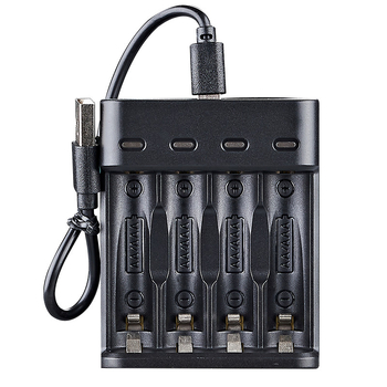 4-слотов USB зарядно за AA/AAA Ni-MH батерии, независими канали за зареждане, CE сертифициран, вход 5V DC, изход 1.2V DC на клетка