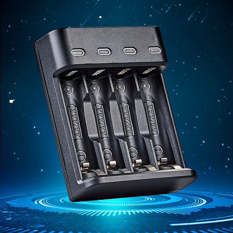 4-слотов USB зарядно за AA/AAA Ni-MH батерии, независими канали за зареждане, CE сертифициран, вход 5V DC, изход 1.2V DC на клетка