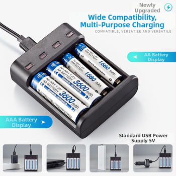 BS5-04 Ni-MH зарядно за батерии, 4 слота, станция за зареждане, вход 5V, изход 300mA