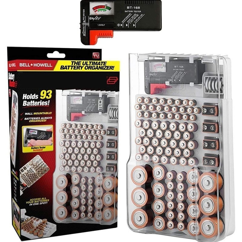 Кутия за съхранение на батерии с тестер за батерии и тестер за капацитет