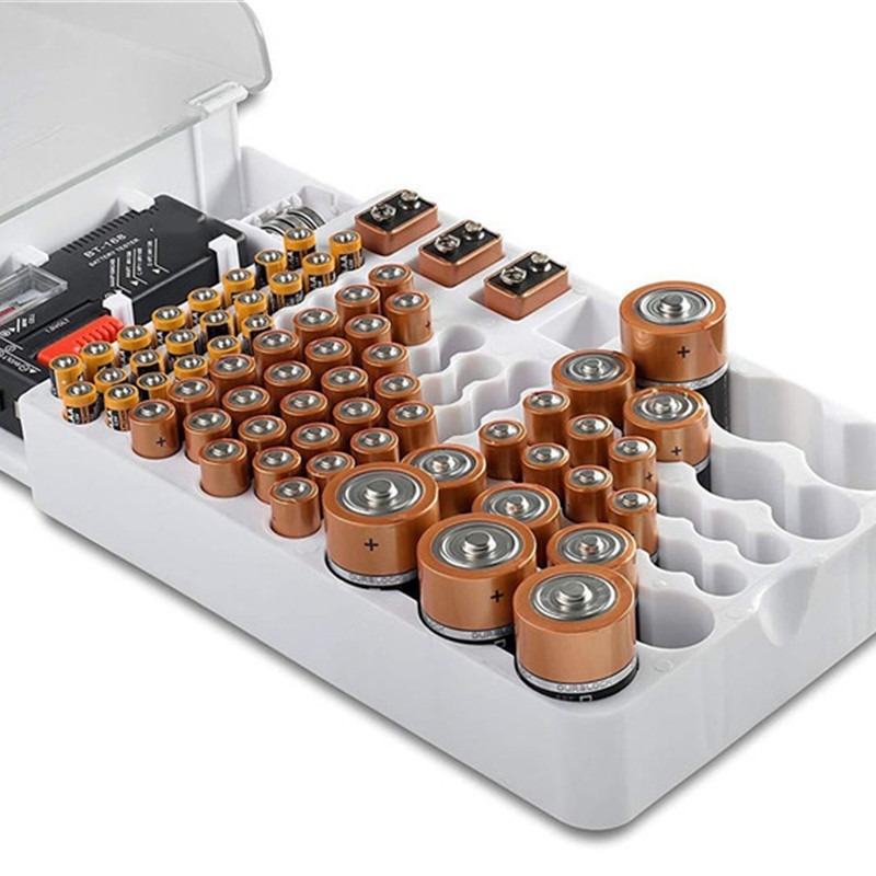 Кутия за съхранение на батерии с тестер за батерии и тестер за капацитет