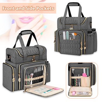 Τσαντάκι αποθήκευσης βερνι Suites νυχιών, διπλής στρώσης κυβοειδές, 600D Oxford ύφασμα, κατάλληλο για ταξίδια, πολυχρηστικό καλλυντικό τσαντάκι