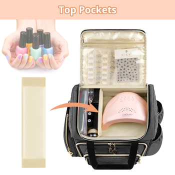 Τσαντάκι αποθήκευσης βερνι Suites νυχιών, διπλής στρώσης κυβοειδές, 600D Oxford ύφασμα, κατάλληλο για ταξίδια, πολυχρηστικό καλλυντικό τσαντάκι