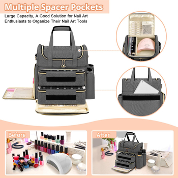 Τσαντάκι αποθήκευσης βερνι Suites νυχιών, διπλής στρώσης κυβοειδές, 600D Oxford ύφασμα, κατάλληλο για ταξίδια, πολυχρηστικό καλλυντικό τσαντάκι