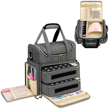 Τσαντάκι αποθήκευσης βερνι Suites νυχιών, διπλής στρώσης κυβοειδές, 600D Oxford ύφασμα, κατάλληλο για ταξίδια, πολυχρηστικό καλλυντικό τσαντάκι