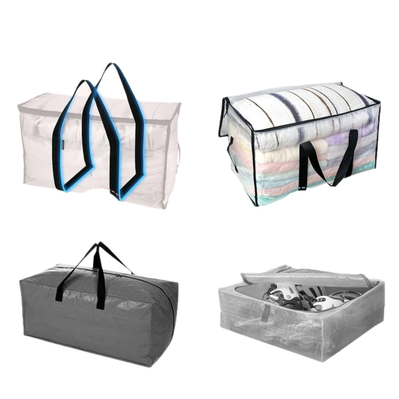 кубична PP торба за съхранение на дрехи, удебелена конструкция, голям капацитет за завивки и облекло, прахозащитна пакетна чанта
