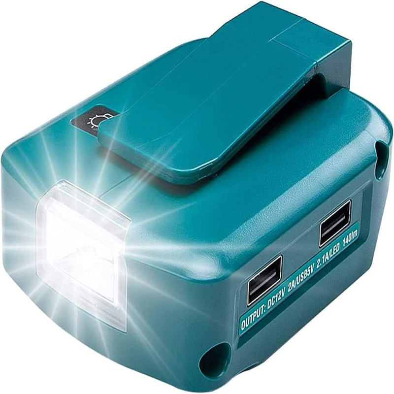 Makita 14.4V/18V литиева батерия — двоен USB конвертор с LED светлина