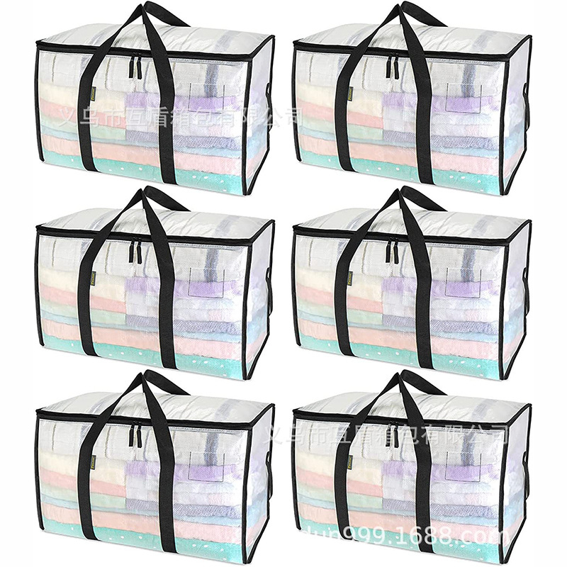 Költöztető táska, kocka alakú, kötött PE-filmből, többfunkciós tároló utazáshoz