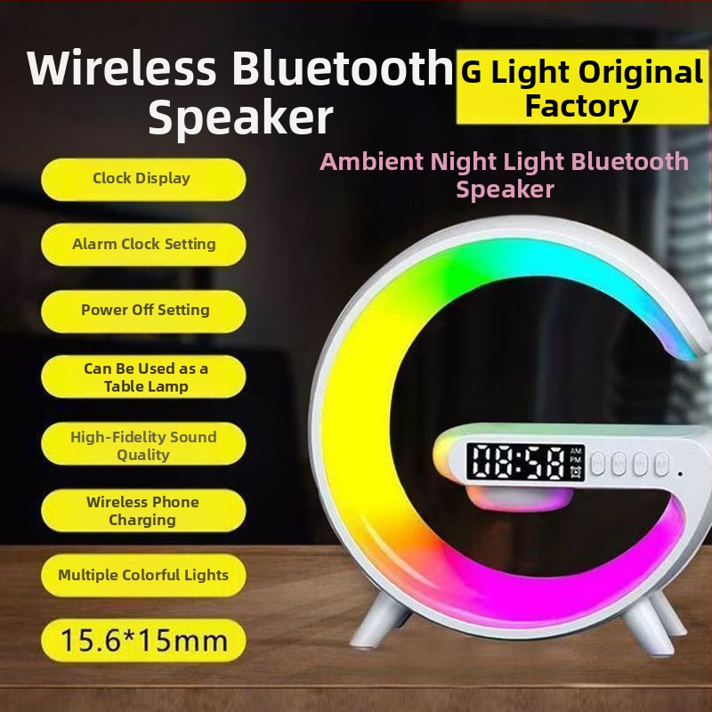 Bluetooth garsiakalbis, išmanioji lempa, žadintuvo laikrodis su pabudimo šviesa, belaidis įkroviklis - 4W LED
