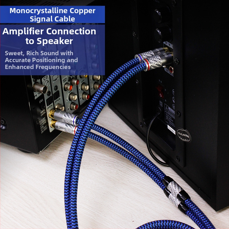 YYTCG 6N монокристален мед RCA сигнален кабел, 2 към 2 HiFi аудио конектор