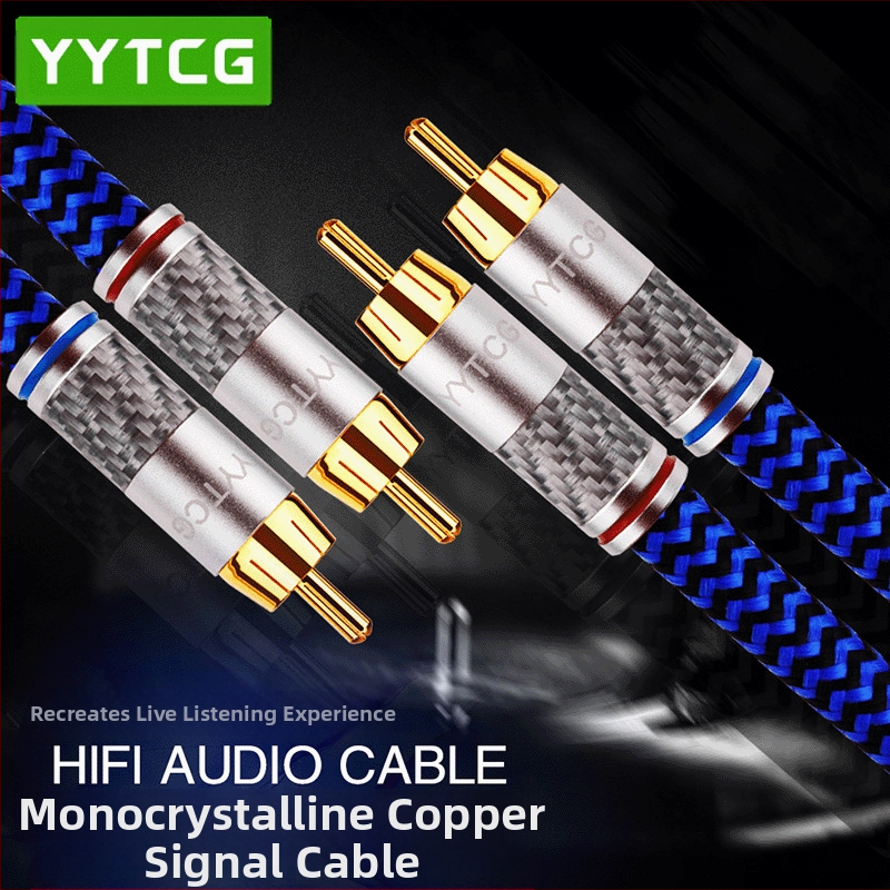 YYTCG 6N μονοκρυσταλλικός χαλκός RCA καλώδιο σήματος, 2-σε-2 HiFi ήχου σύνδεση