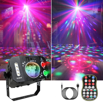 Мини лазерна светлина със завъртане и цветни LED, 7-очна магическа топка, IP20, 5V, за вътрешно ползване