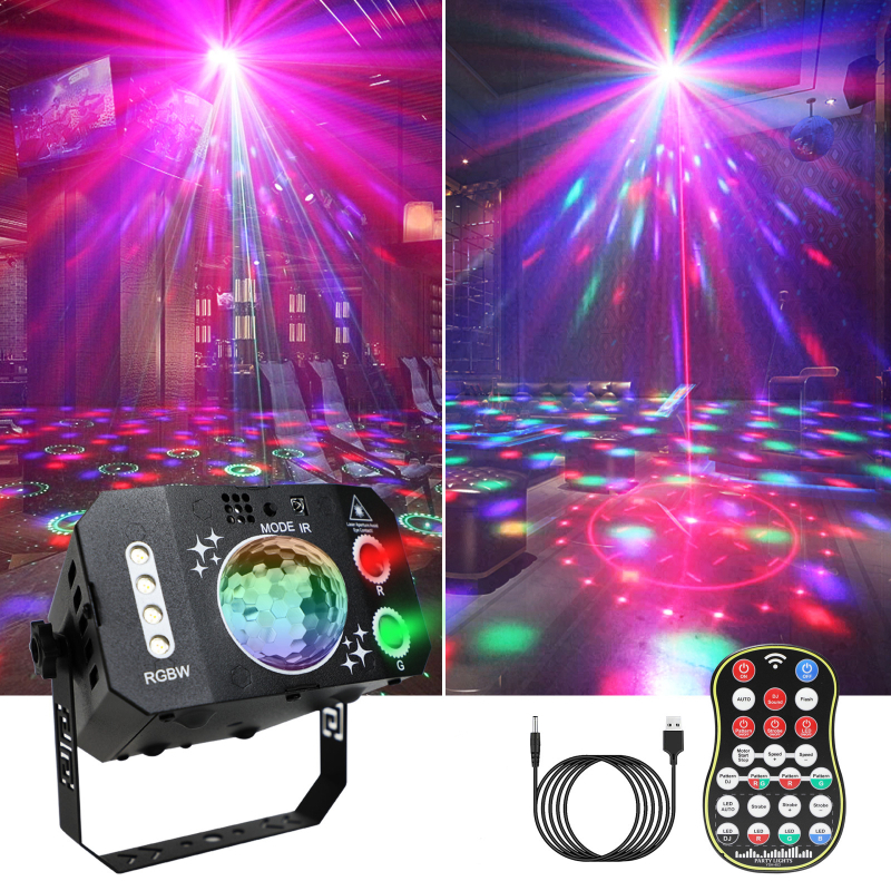 Мини лазерна светлина със завъртане и цветни LED, 7-очна магическа топка, IP20, 5V, за вътрешно ползване