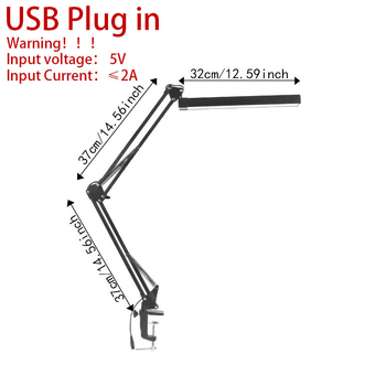 Λάμπα με μακρύ βραχίονα για γραφείο και μανικιούρ, μεταλλικό σώμα, αναδιπλούμενη και ευέλικτη ρύθμιση, νυχτερινό/εκπαιδευτικό φως, CE πιστοποίηση