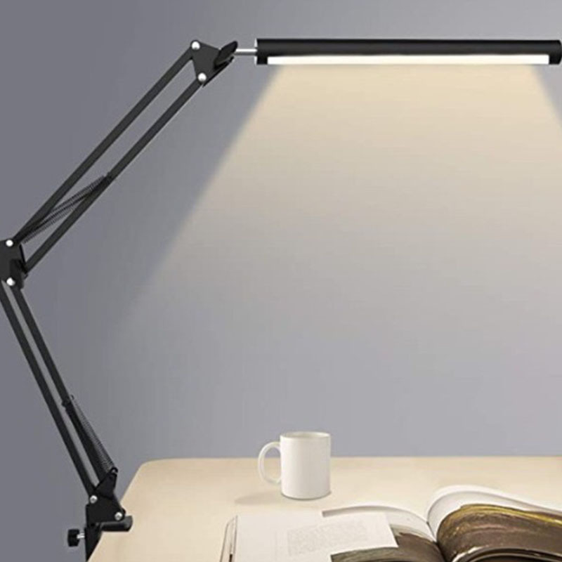 Λάμπα με μακρύ βραχίονα για γραφείο και μανικιούρ, μεταλλικό σώμα, αναδιπλούμενη και ευέλικτη ρύθμιση, νυχτερινό/εκπαιδευτικό φως, CE πιστοποίηση