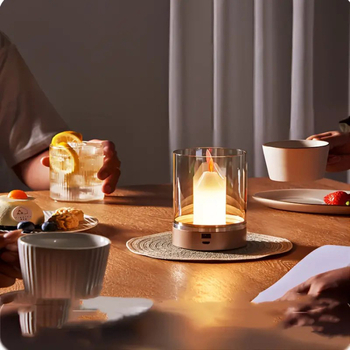 Настолна лампа RH05 LED със стъклен абажур, USB захранване и индуктивен превключвател