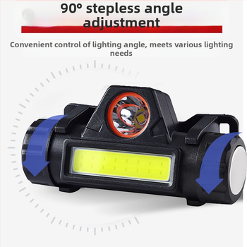 Κεφαλόφακος LED με λαμπτήρα + LED, επαναφορτιζόμενος, μπαταρία 1200mAh, φορτιστής περιλαμβάνεται, εξωτερικός φωτισμός, εμβέλεια 100–200 m