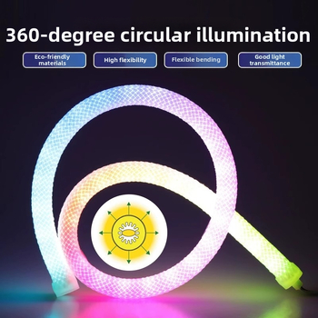 360° audininių LED šviesos juostelė, atspari vandeniui neon stiliui, reguliuojamas ryškumas, nuotolinio valdymo, 5V įvadas