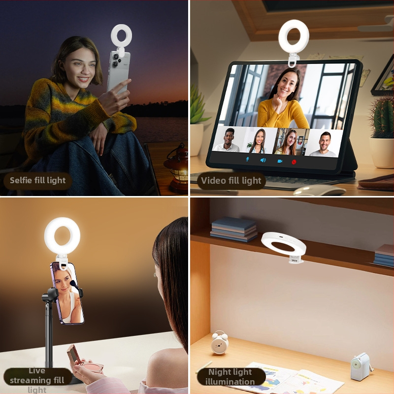 Xj57 LED портативна ринг светлина за мобилен телефон и лаптоп – fotografски светлина за живи предавания, ръчно използване, 5V1A, под 10W