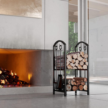 Μεταλλική διόροφη ράρα για ξύλα με δυνατότητα κρέμασης εργαλείων, αποσπώμενη και φορητή, κατάλληλη για εσωτερικούς και εξωτερικούς χώρους