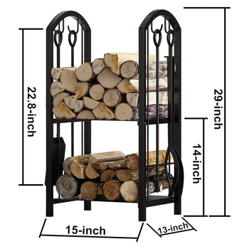 Μεταλλική διόροφη ράρα για ξύλα με δυνατότητα κρέμασης εργαλείων, αποσπώμενη και φορητή, κατάλληλη για εσωτερικούς και εξωτερικούς χώρους