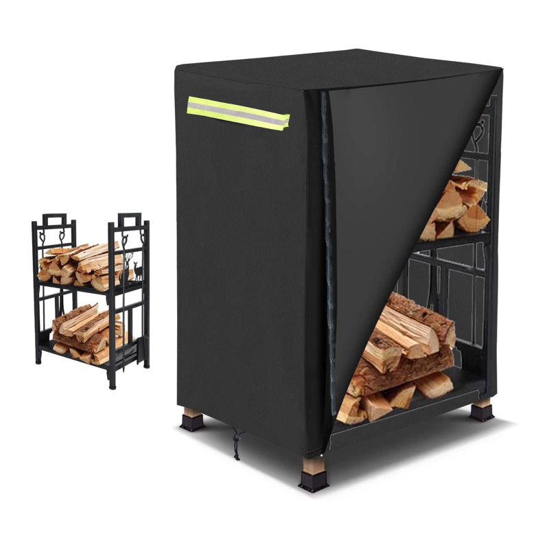 Ārējais pārklājs koka uzglabāšanai ārpus telpām, putekļu un lietus izturīgs, 210D Oxford audums, kvadrāta forma, rāvējslēdzēja atvērums