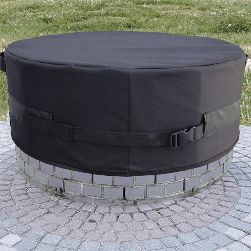 Kültéri tűzhely fedél állítható csattal, 600D Oxford vászon, vízlepergető, kör alakú fedél tűzhelyhez