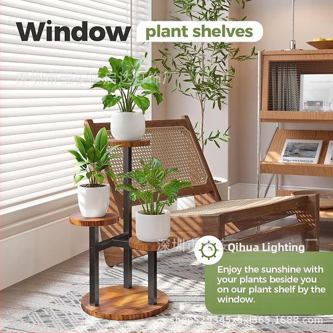 Tryjų aukštų medinis augalų stovas (Medžiaga: Mediena; Importuotas: Ne; Prekės ženklas: Kitas; Dovana: Ne)