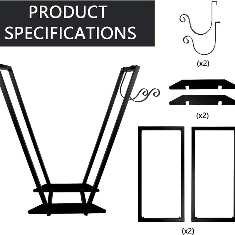 Стойка за дърва от ковано желязо с куки, преносима дървесна държач-стойка за дърва, едноетажна, подова