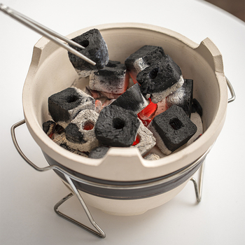 Керамична преносима печка за чай и барбекю за къмпинг, капацитет 4 порции, съд с едно дъно, без покритие