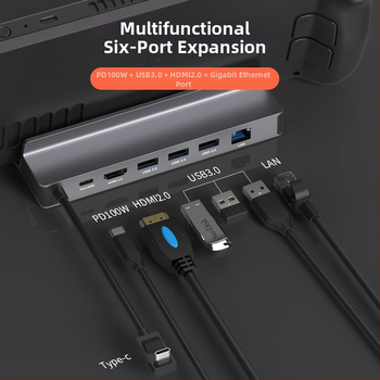 Lan Shuo DS601 Type-C dockingová stanica pre ROG/Steam Deck – 5Gbps, bez vonkajšieho napájania