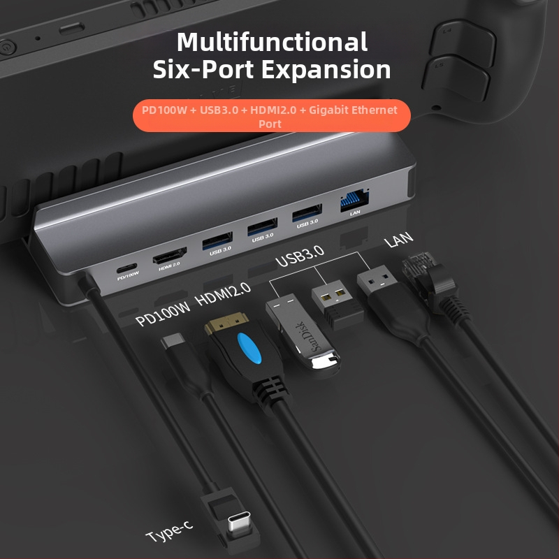 Lan Shuo DS601 Type-C dockingová stanica pre ROG/Steam Deck – 5Gbps, bez vonkajšieho napájania